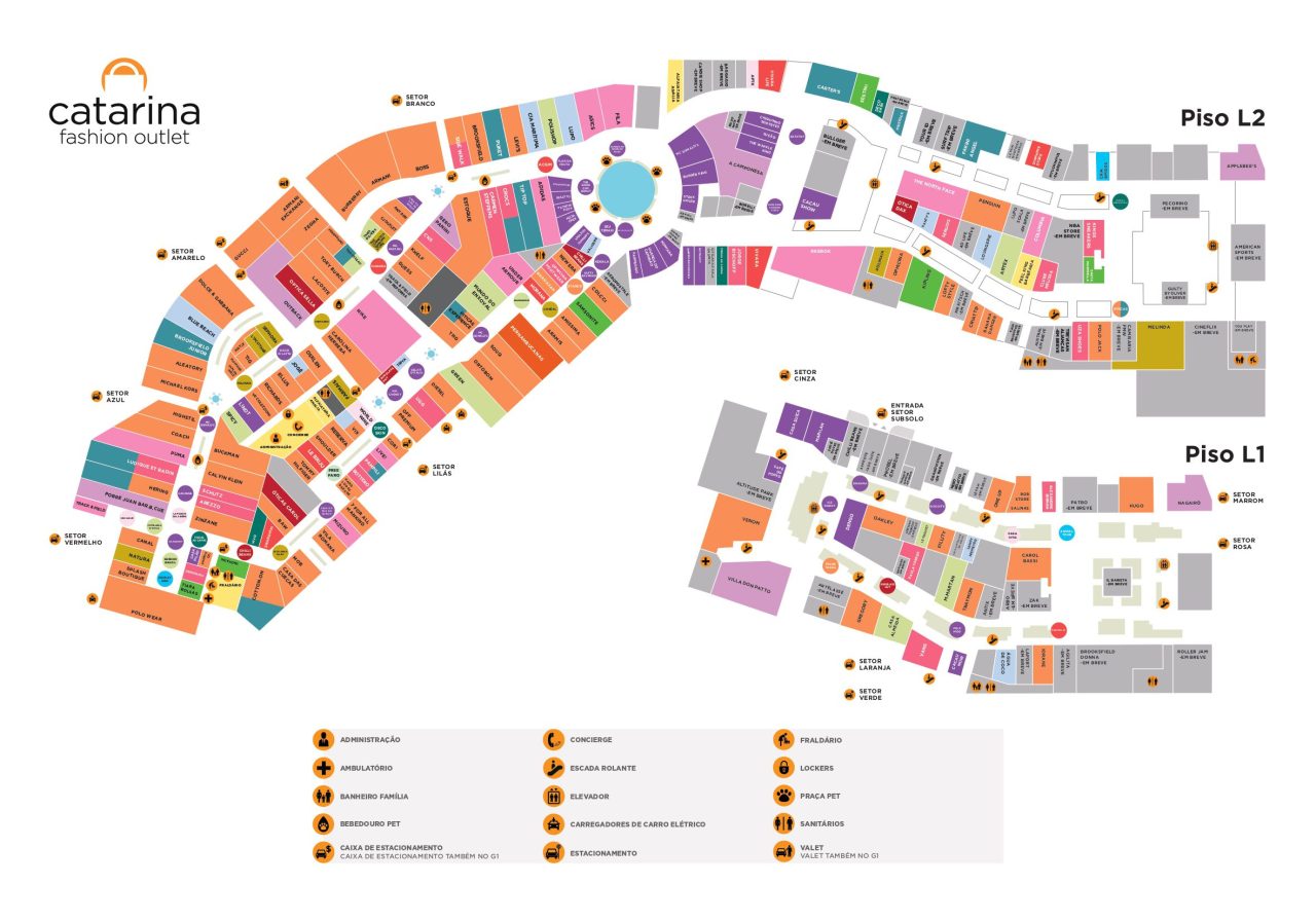 Mapa do Catarina Fashion Outlet (novo mapa da expansão inaugurada em 2023).