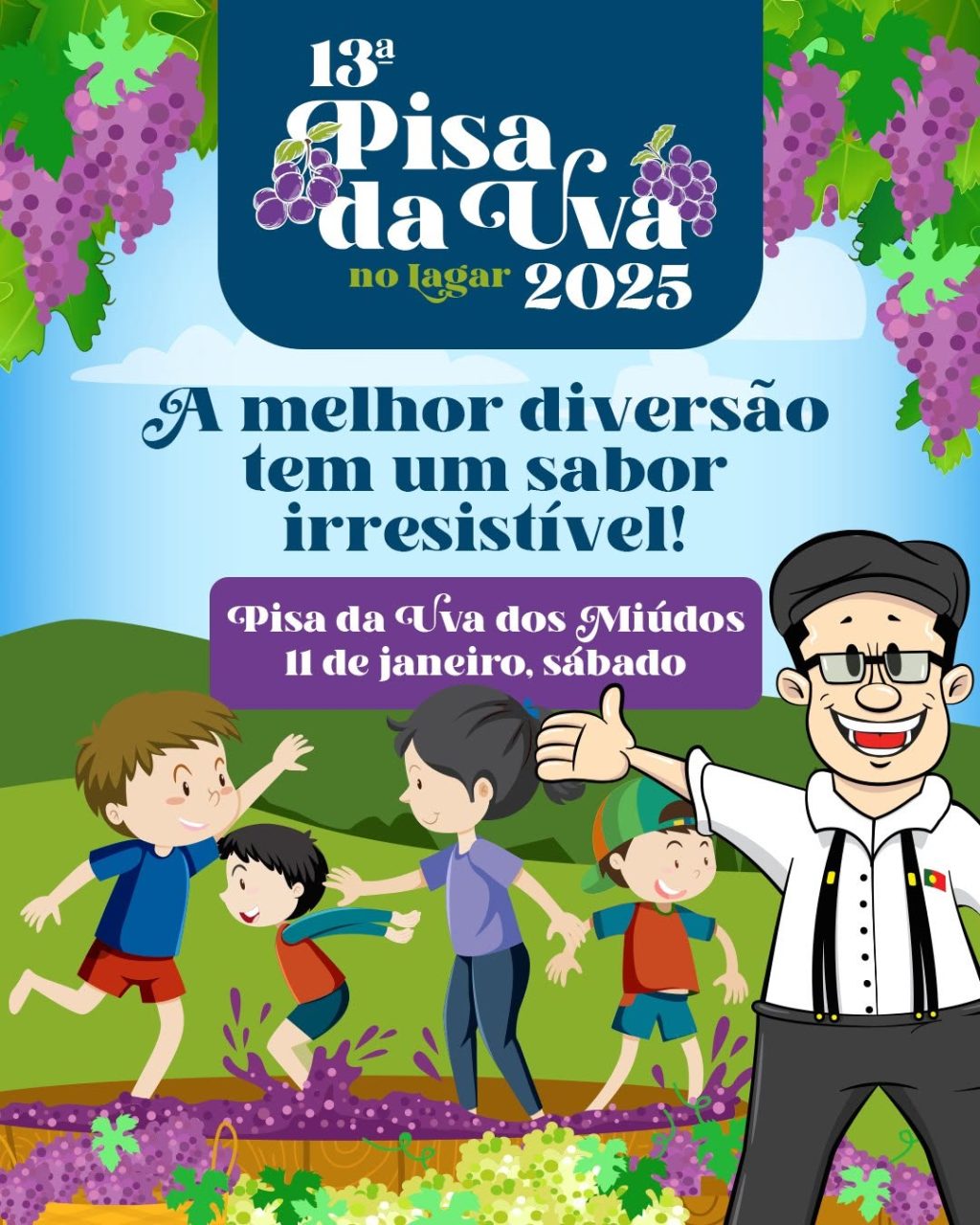 Pisa dos Miúdos na Quinta do Olivardo - Vindima em São Roque, SP.