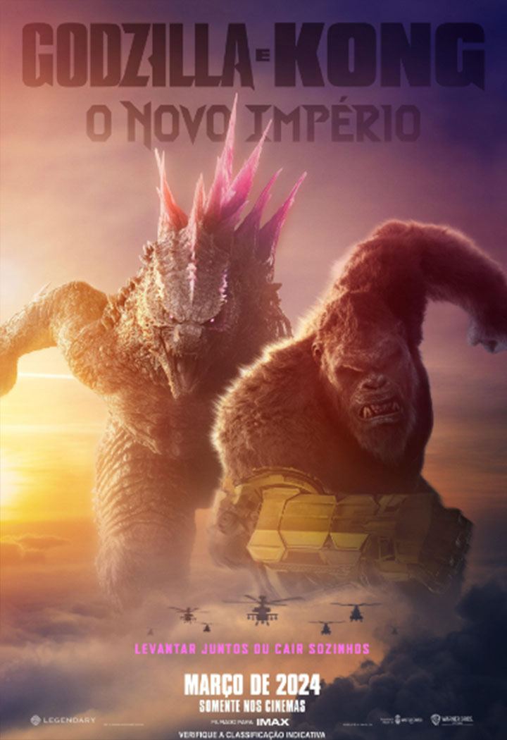 Pôster do filme Godzilla e Kong, que estreia no cinema em março de 2024.