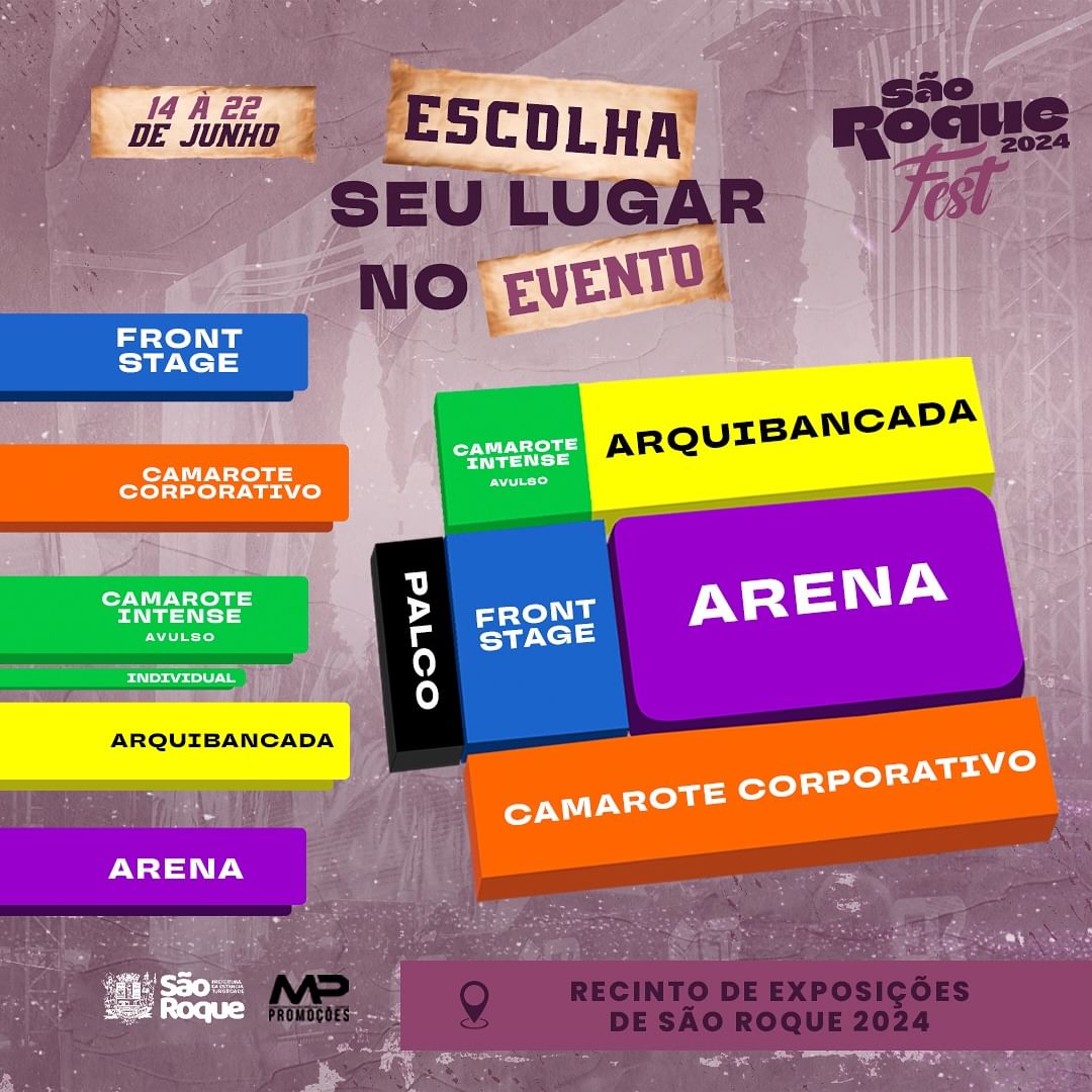 Mapa dos ingressos do São Roque Fest 2024.