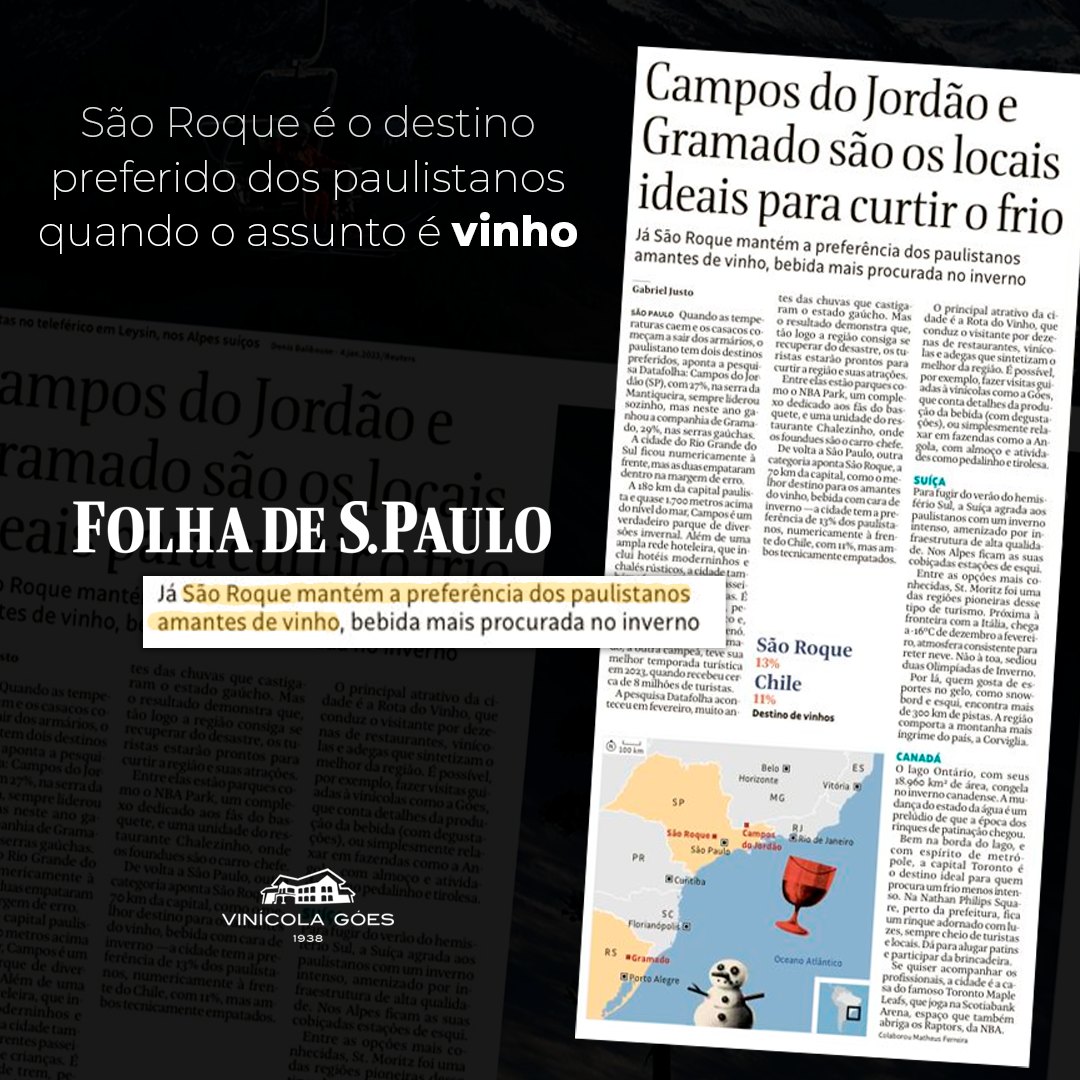 Pesquisa Datafolha aponta São Roque como melhor destino para amantes de vinho em SP.