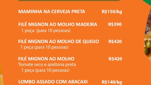 Cardápio da Aninha Rotisseria para almoço de Páscoa por encomenda em São Roque/SP.